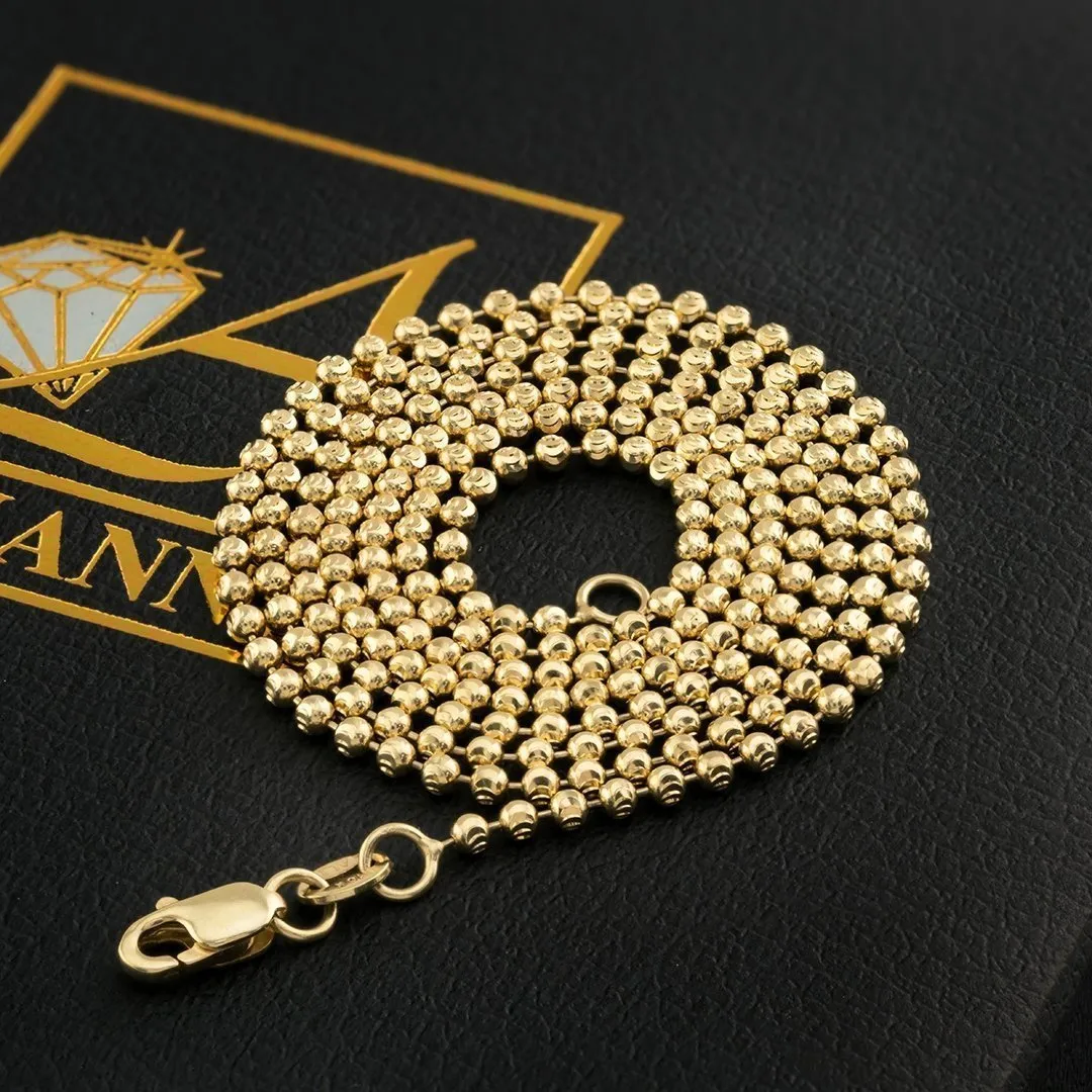 10k Yellow Gold Moon Cut Ball Chain 1.7 mm