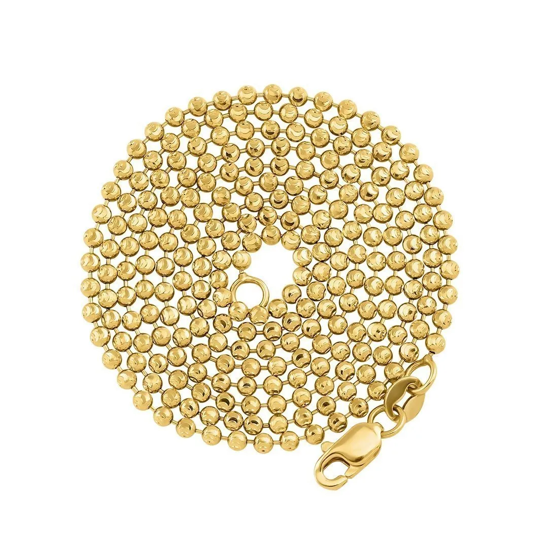 10k Yellow Gold Moon Cut Ball Chain 1.7 mm