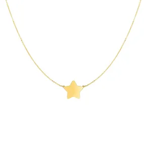 14kt Gold 18 inches Yellow Finish 1x11x13mm Shiny Flat Extendable Star Length Necklace with Spring Ring Clasp