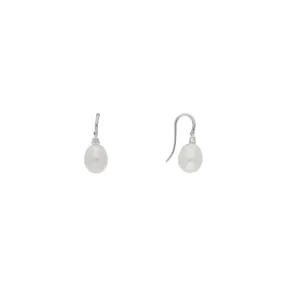 18ct White Gold Suspended Diamond and Pearl Earrings