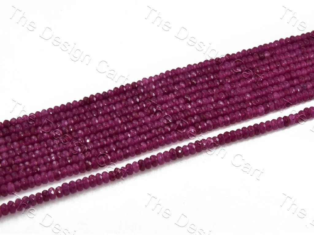 4 mm Violet Red Rondelle Jade Quartz Stones