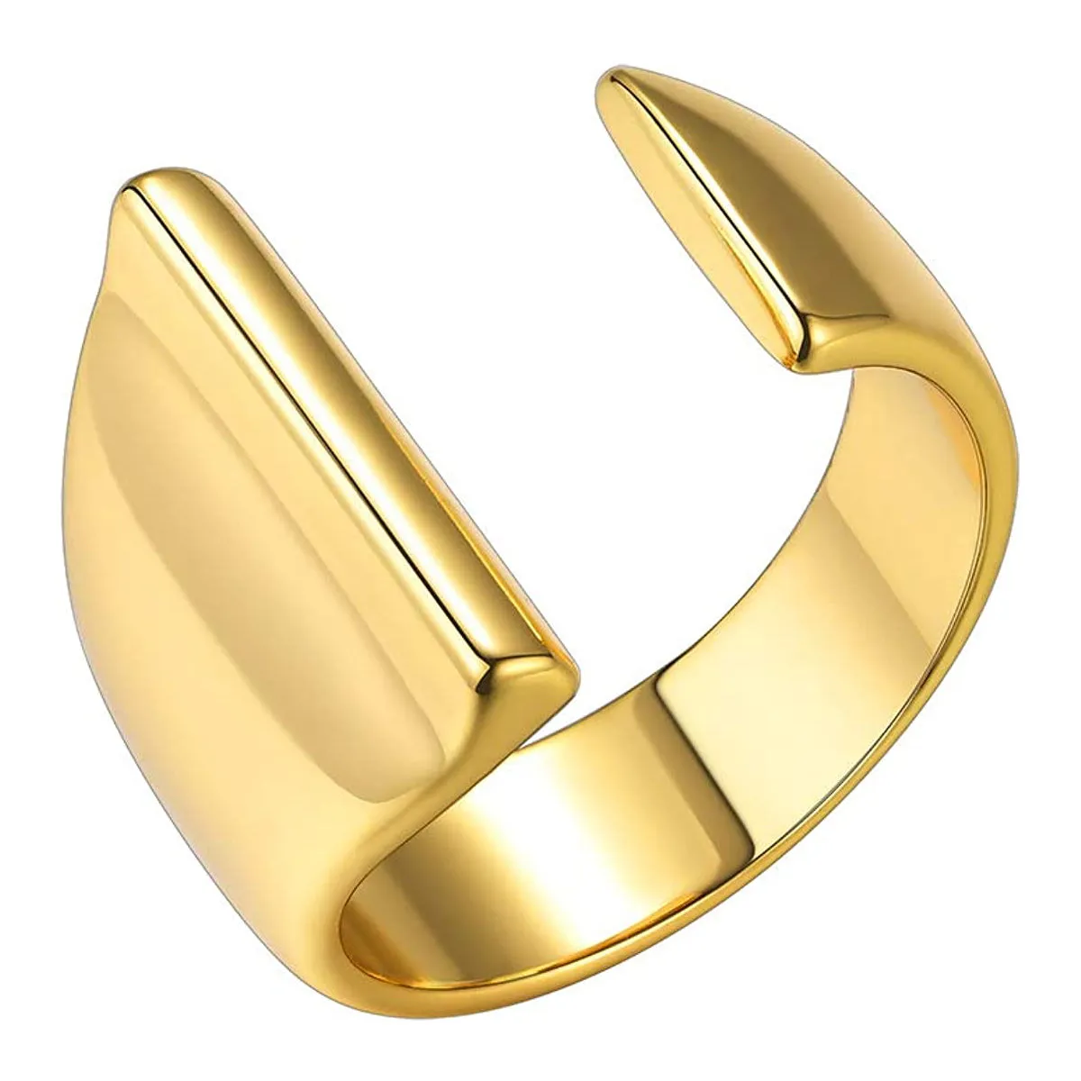 A Initial Letter Alphabet Name Hollow Chunky 18K Gold Adjustable Free Size Ring for Women