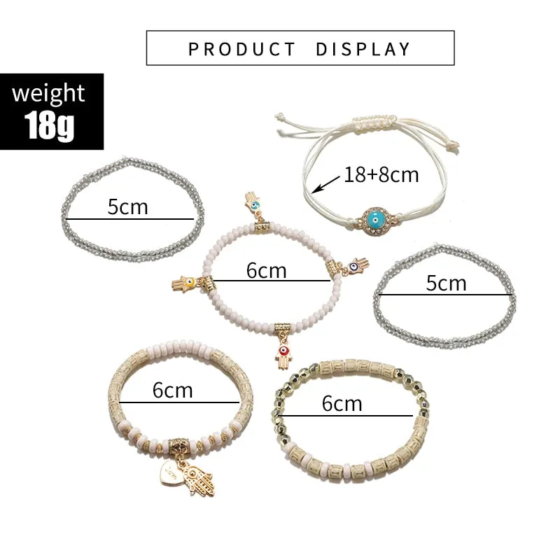 Adjustable Boho Pendant Layered Bracelets