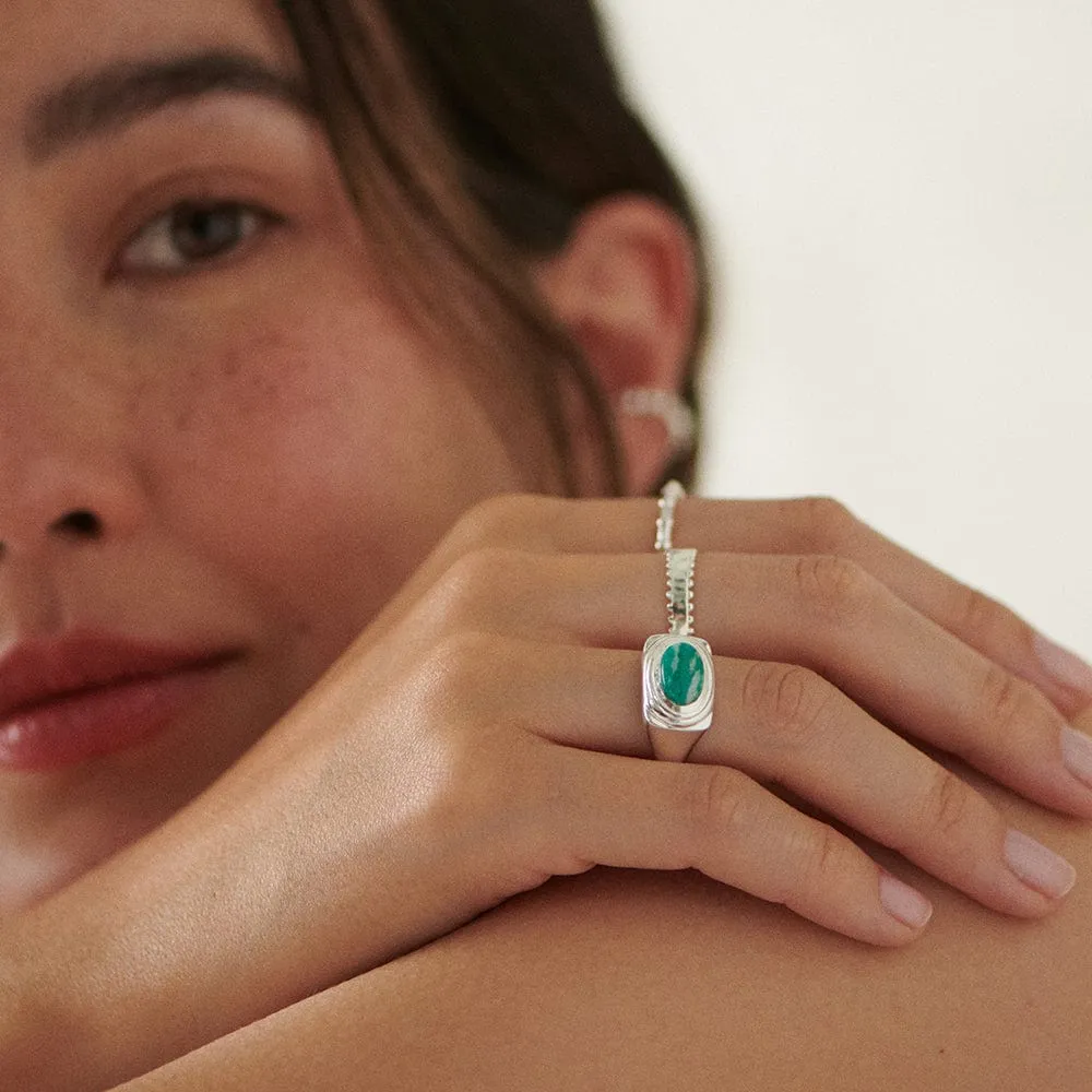 Amazonite Bold Ring Sterling Silver