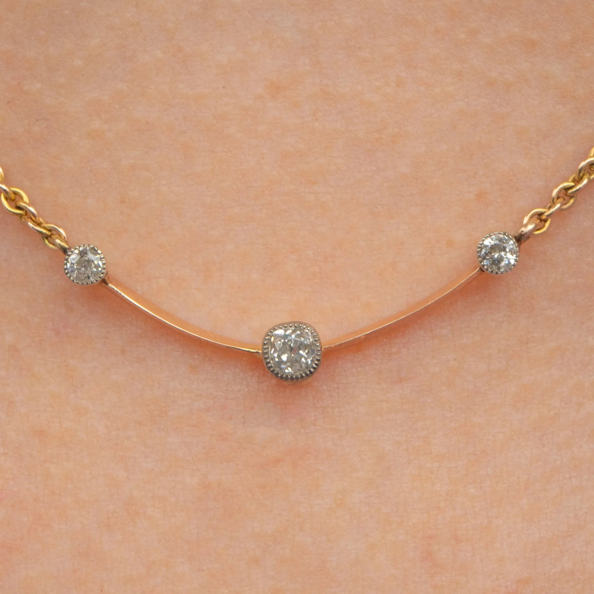 Antique 15ct Gold & Platinum Diamond Necklace