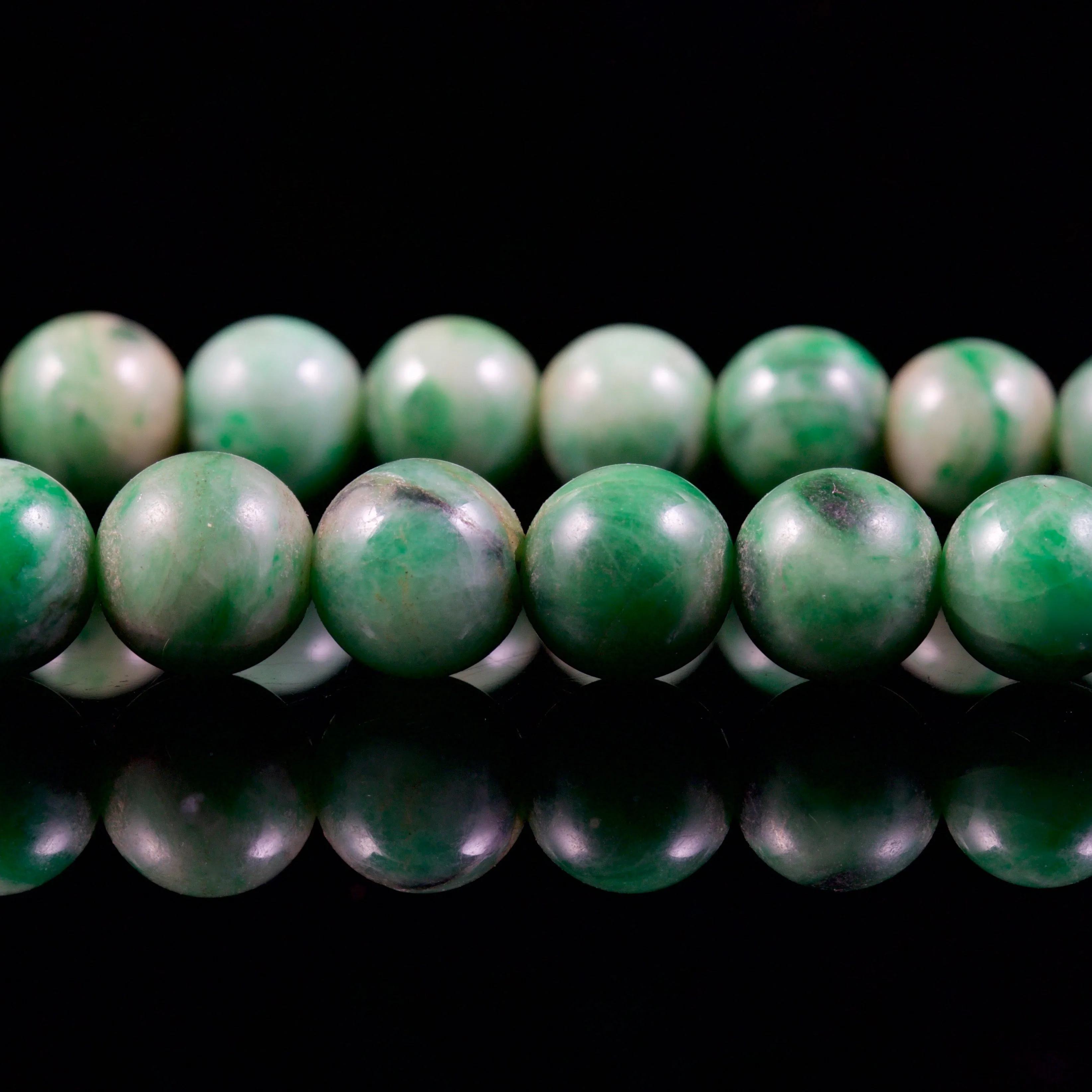 Antique Victorian Beaded Long Jade Necklace Circa 1900