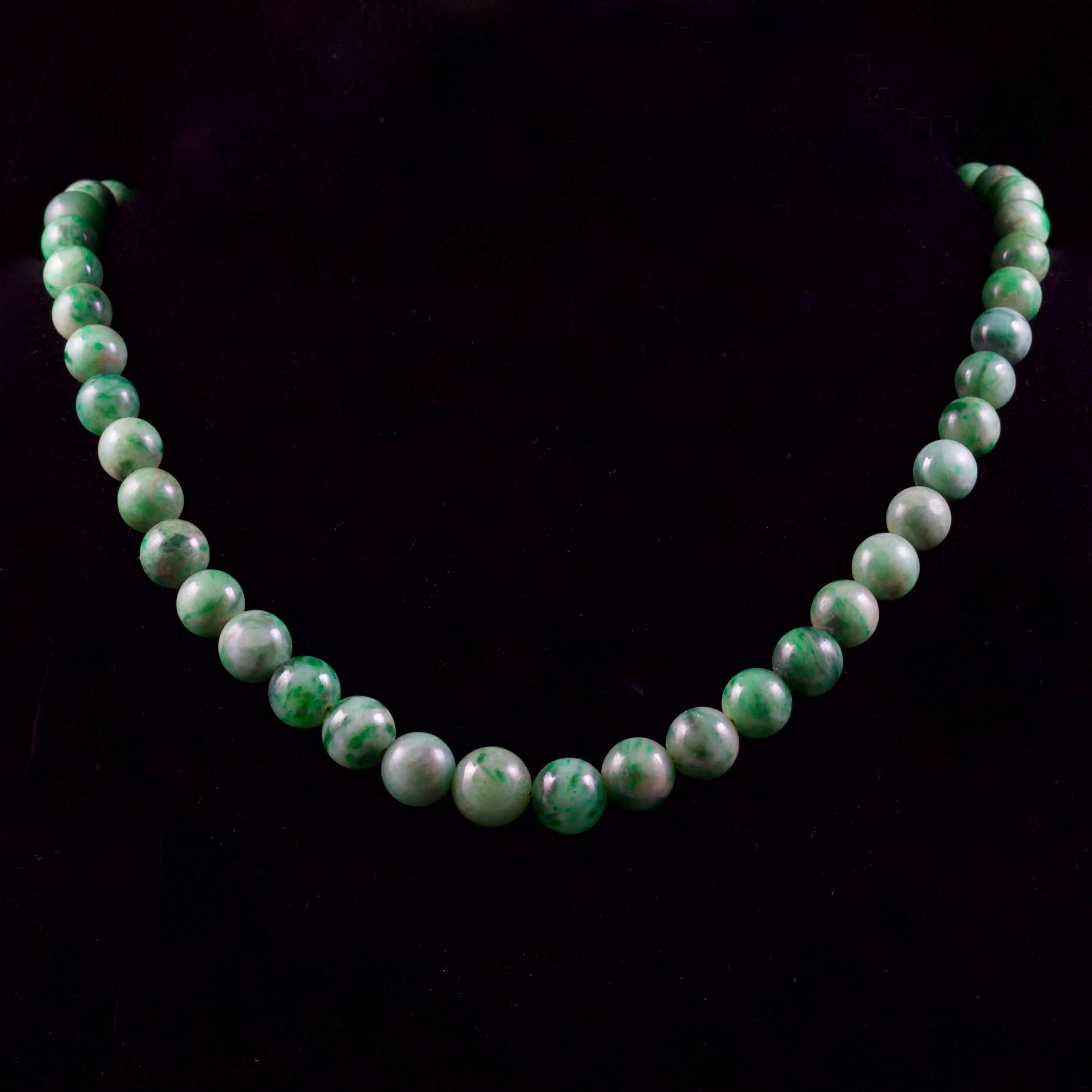 Antique Victorian Beaded Long Jade Necklace Circa 1900