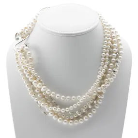 Artknots Madame Butterfly Sterling Silver White Pearl Necklace