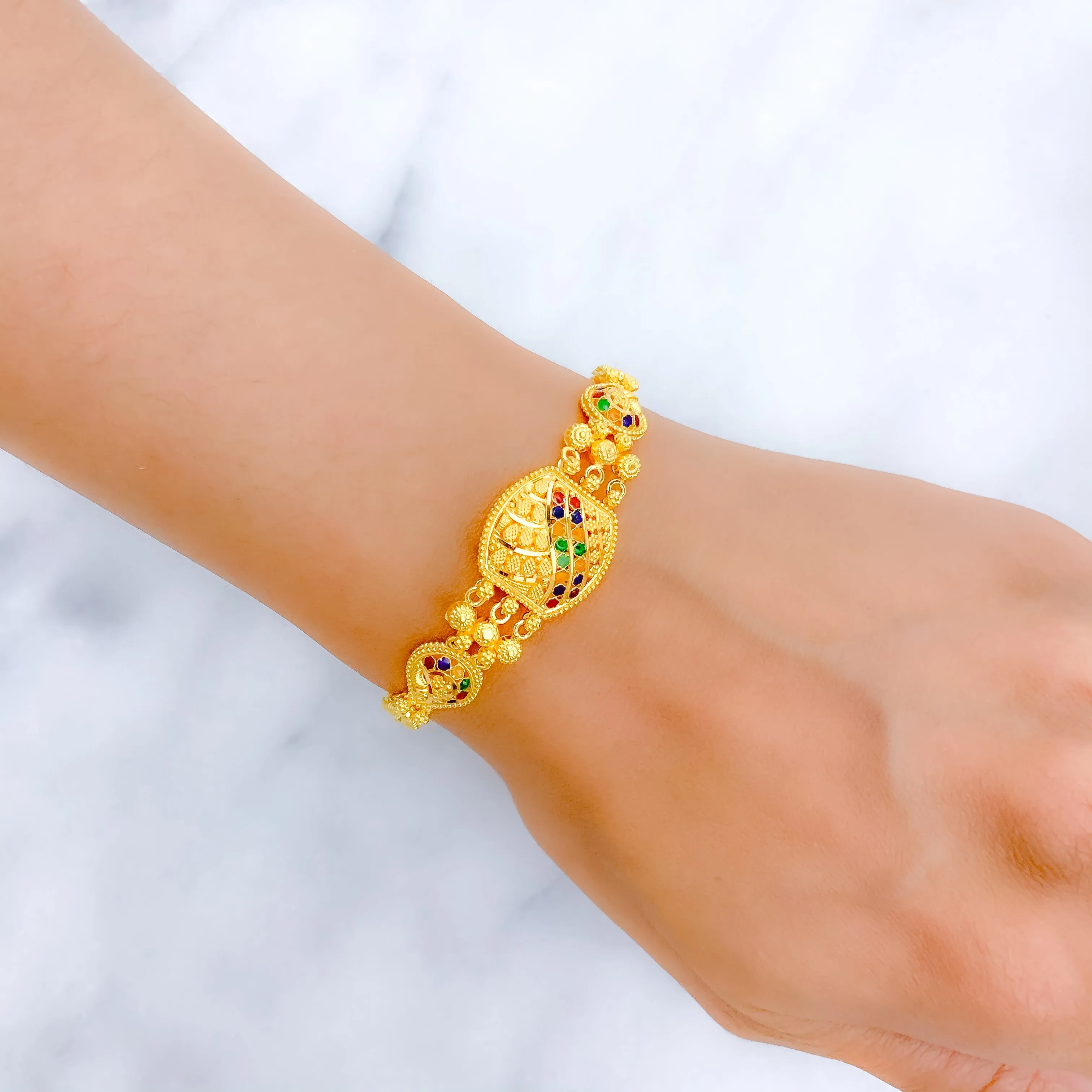 Beaded Meenakari Reversible Bracelet