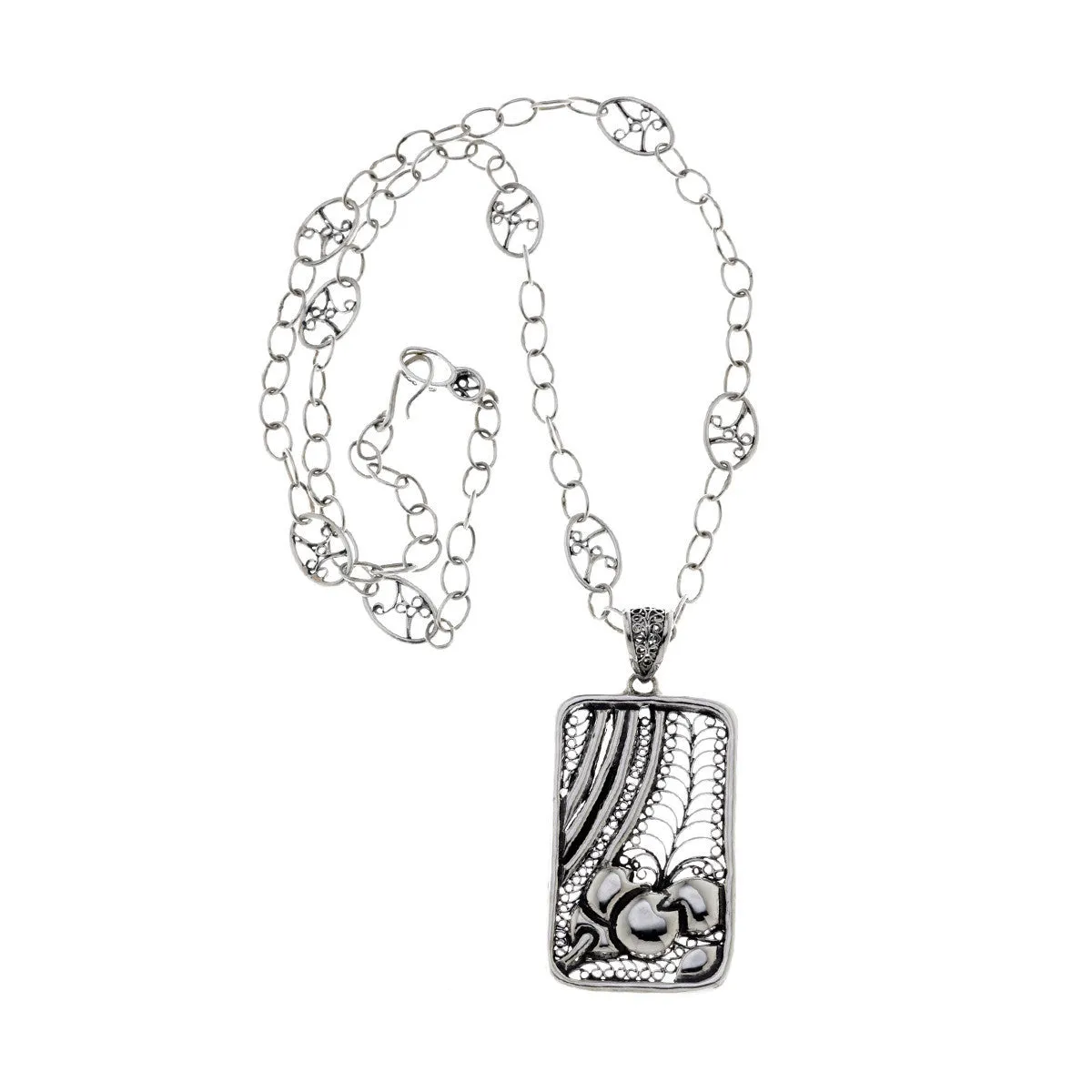 Belle Nouveau Rectangle Sterling Silver Necklace