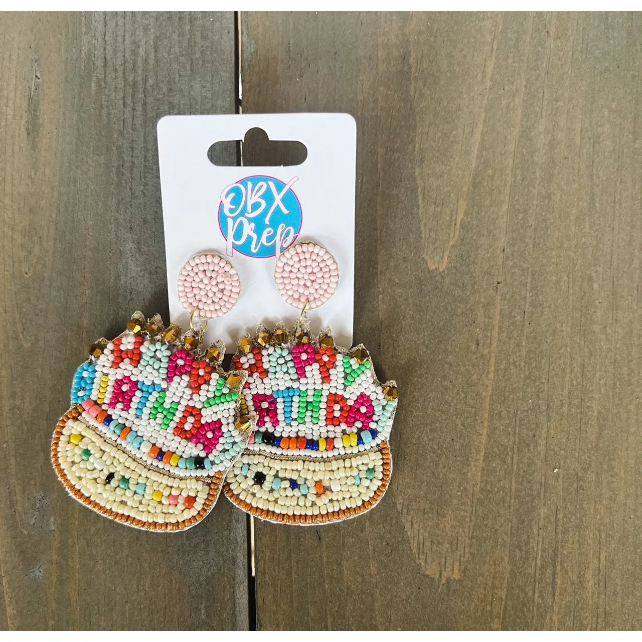 Birthday Cake Seed Beaded Drop Earrings S