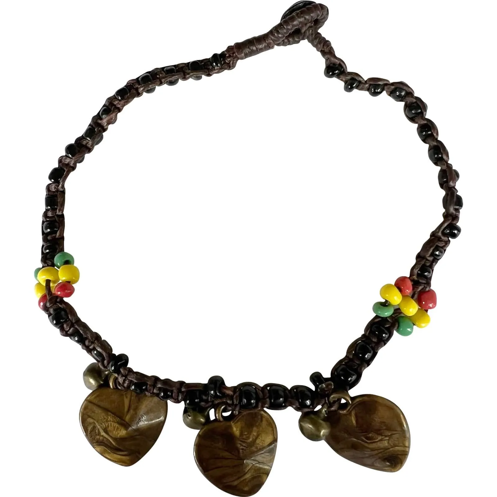 Black Brown Rasta Heart Anklet Foot Chain Ankle Bracelet Womens Girls Jewellery