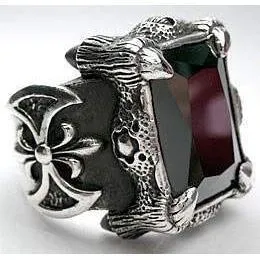 Black Dragon Claw Sterling Silver Biker Ring