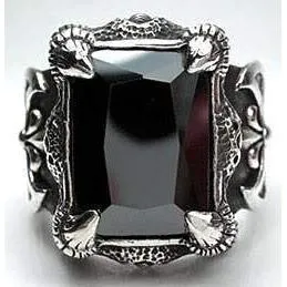 Black Dragon Claw Sterling Silver Biker Ring