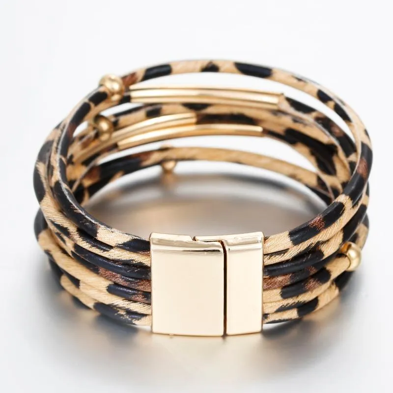 Boho Leopard Leather Bracelets