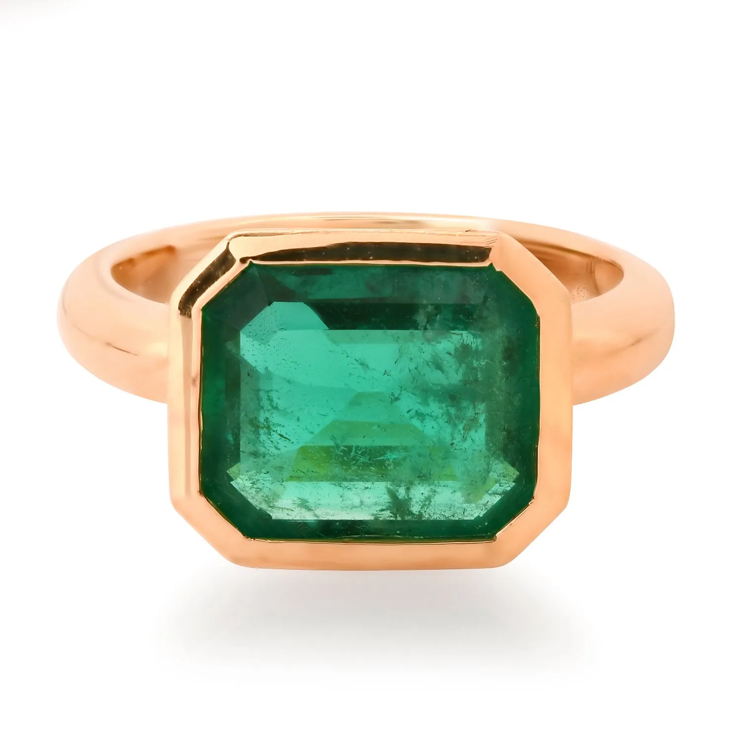 Bold Bezel Set Emerald Ring