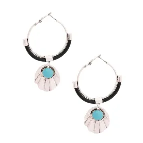 Burnished Silver Hoops: Add Vibrant Turquoise Charm to Any Look