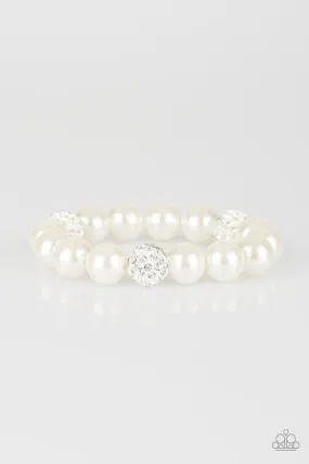 Cake Walk White Pearl and Rhinestone Bracelet - Paparazzi Accessories