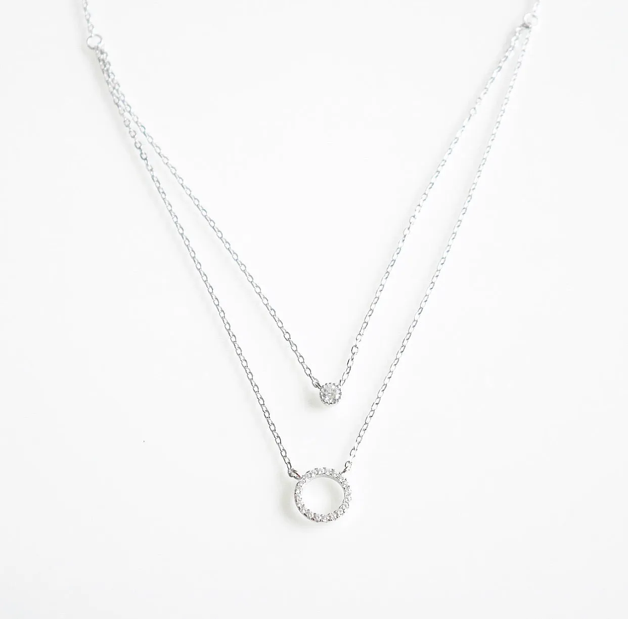 Circle Layered Angelina Diamond CZ .925 Sterling Silver Necklace