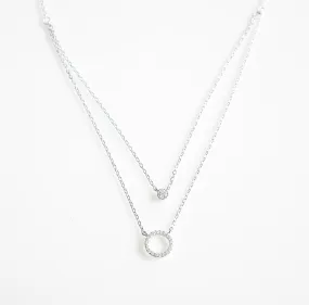 Circle Layered Angelina Diamond CZ .925 Sterling Silver Necklace