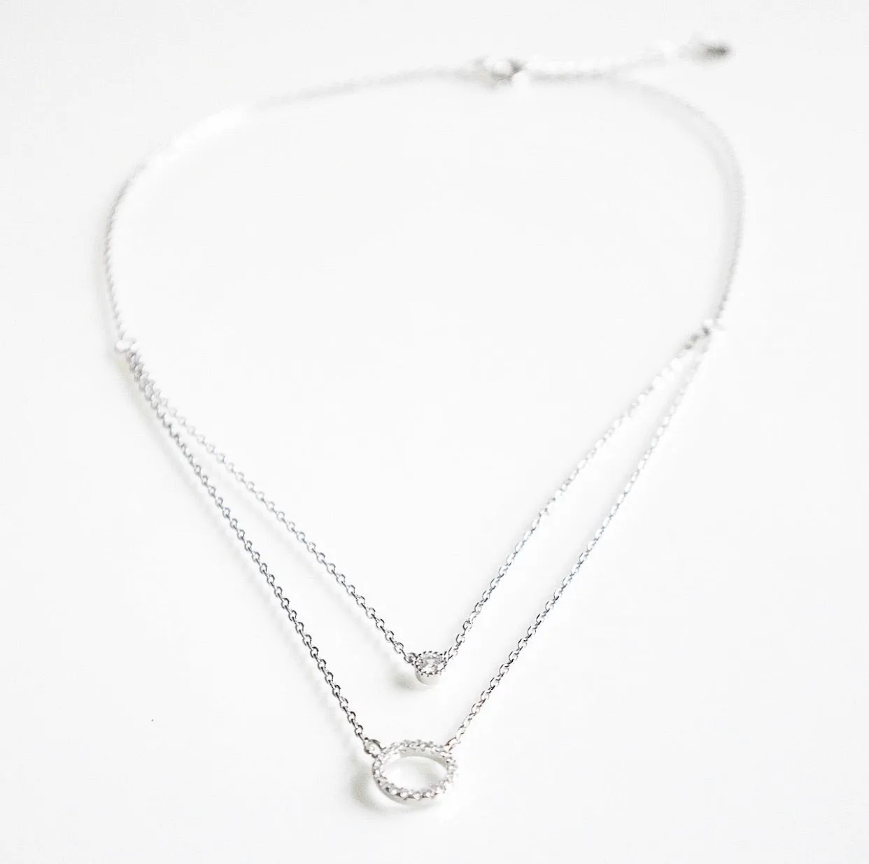 Circle Layered Angelina Diamond CZ .925 Sterling Silver Necklace