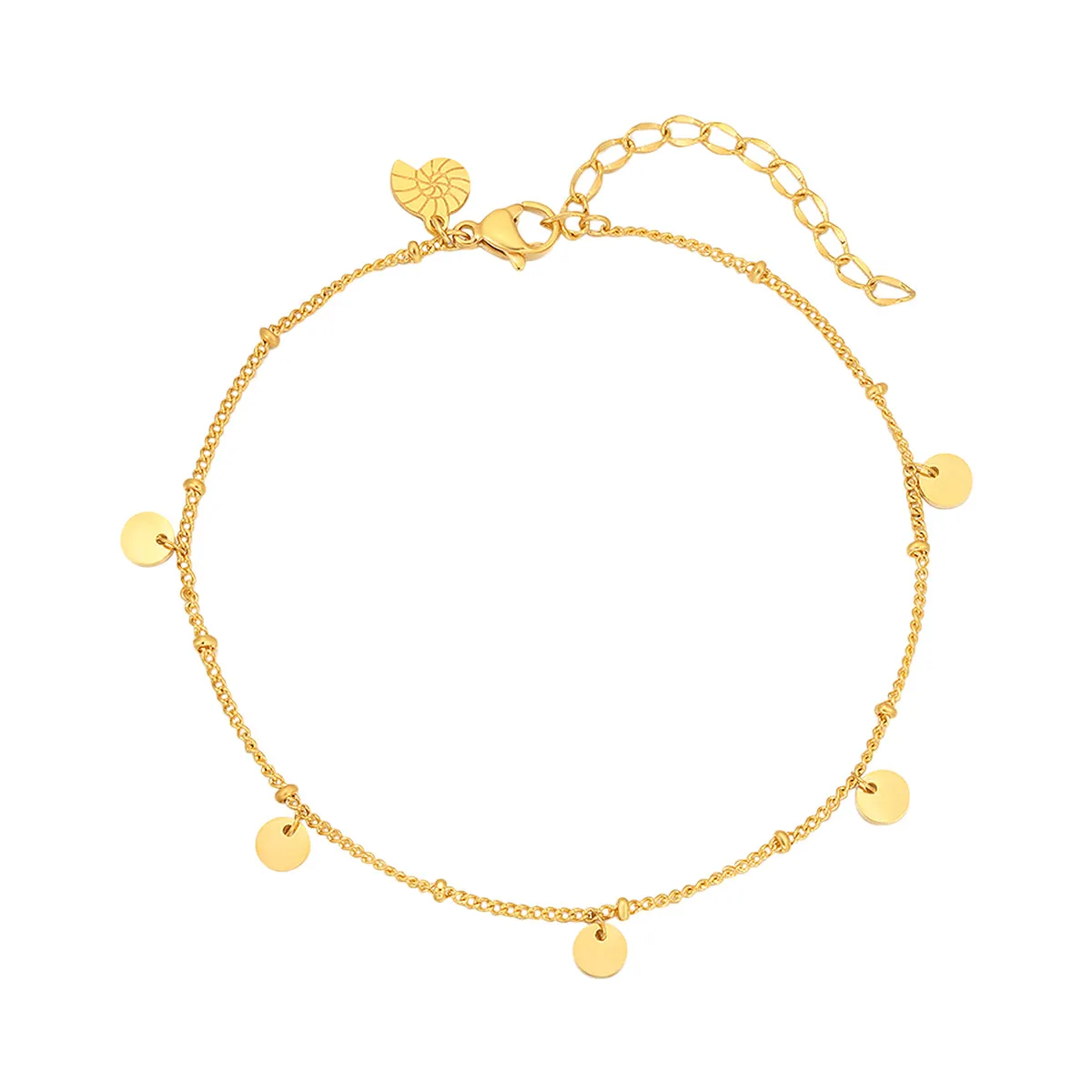 Circles Bobble Chain Anklet Gold