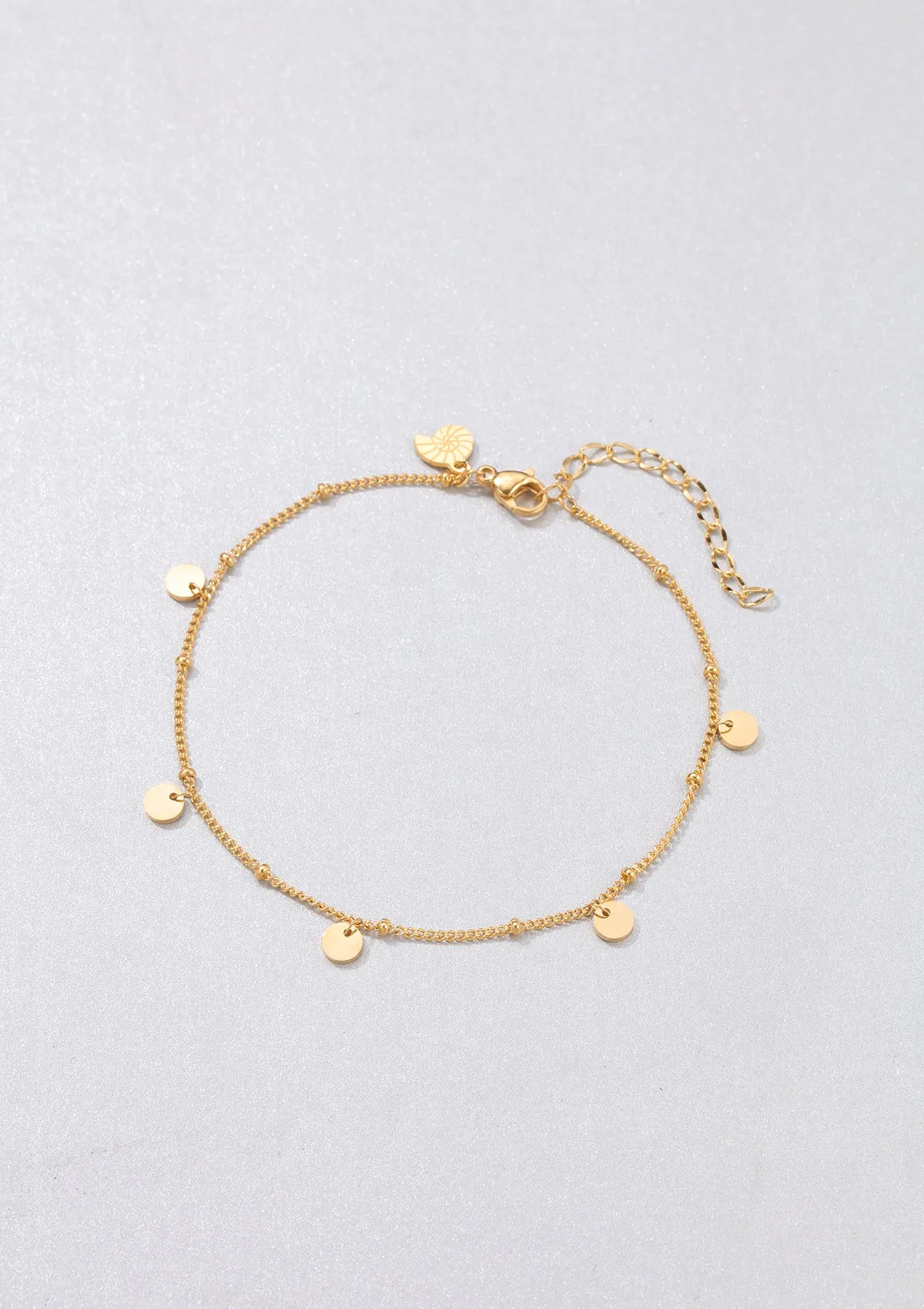 Circles Bobble Chain Anklet Gold