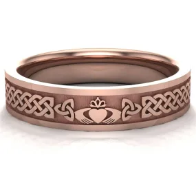 Claddagh Wedding Ring UCL1-14R5MFLAT - 14K Rose Gold