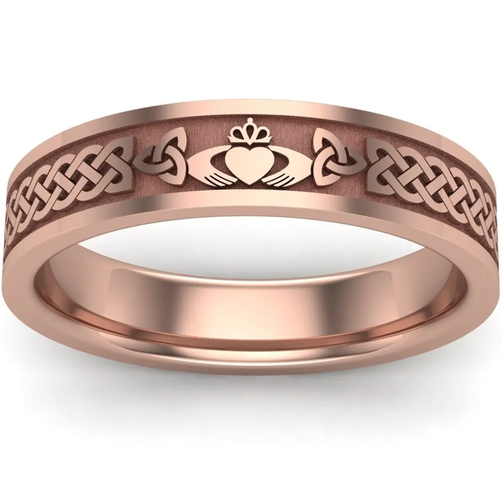 Claddagh Wedding Ring UCL1-14R5MFLAT - 14K Rose Gold