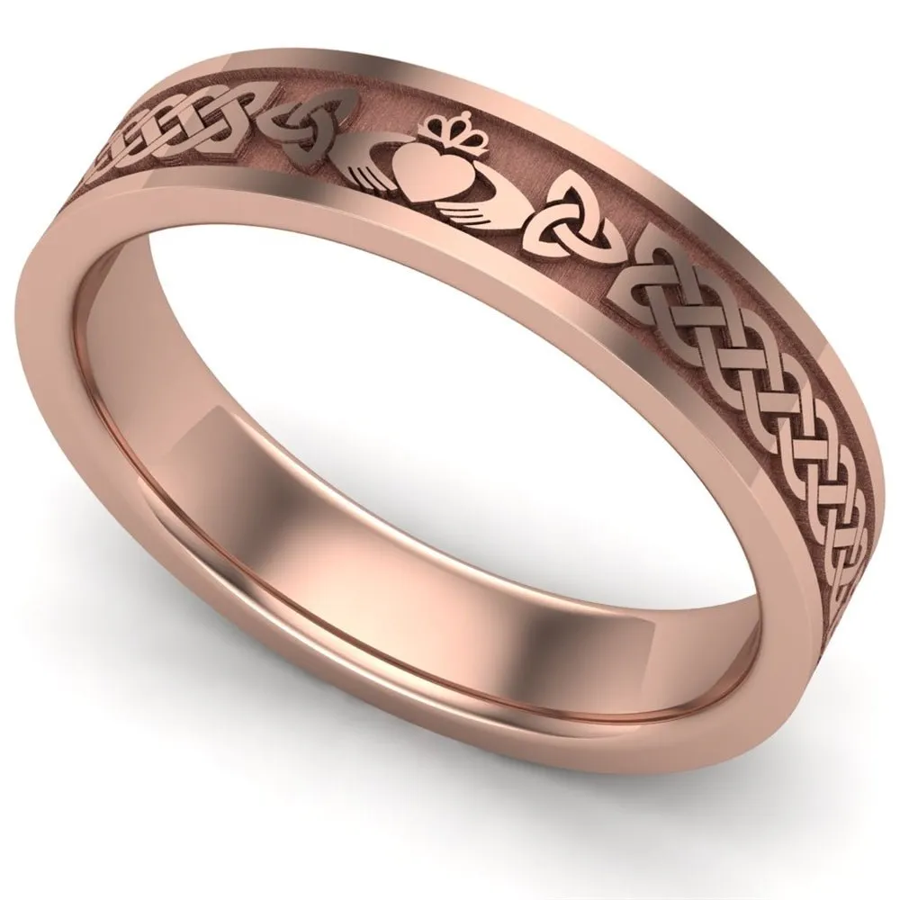 Claddagh Wedding Ring UCL1-14R5MFLAT - 14K Rose Gold