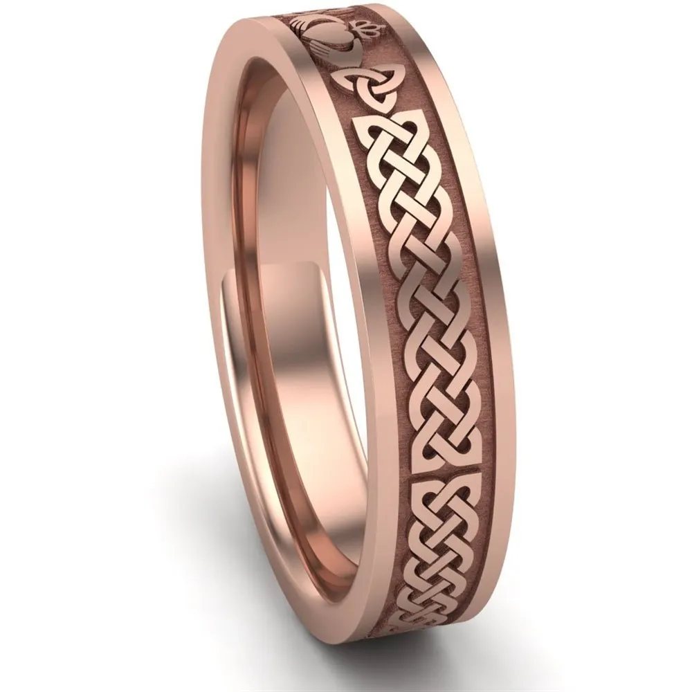 Claddagh Wedding Ring UCL1-14R5MFLAT - 14K Rose Gold