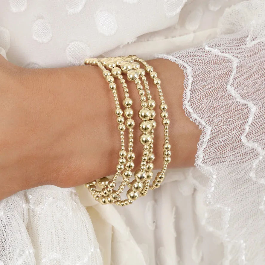 Classic Joy Pattern 6mm Bead Bracelet - Gold