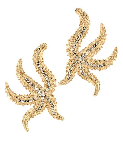 Crystal Pave Starfish Statement Earrings