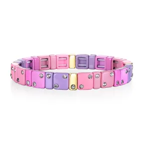 CZ Enamel Bracelet - Pink & Lilac