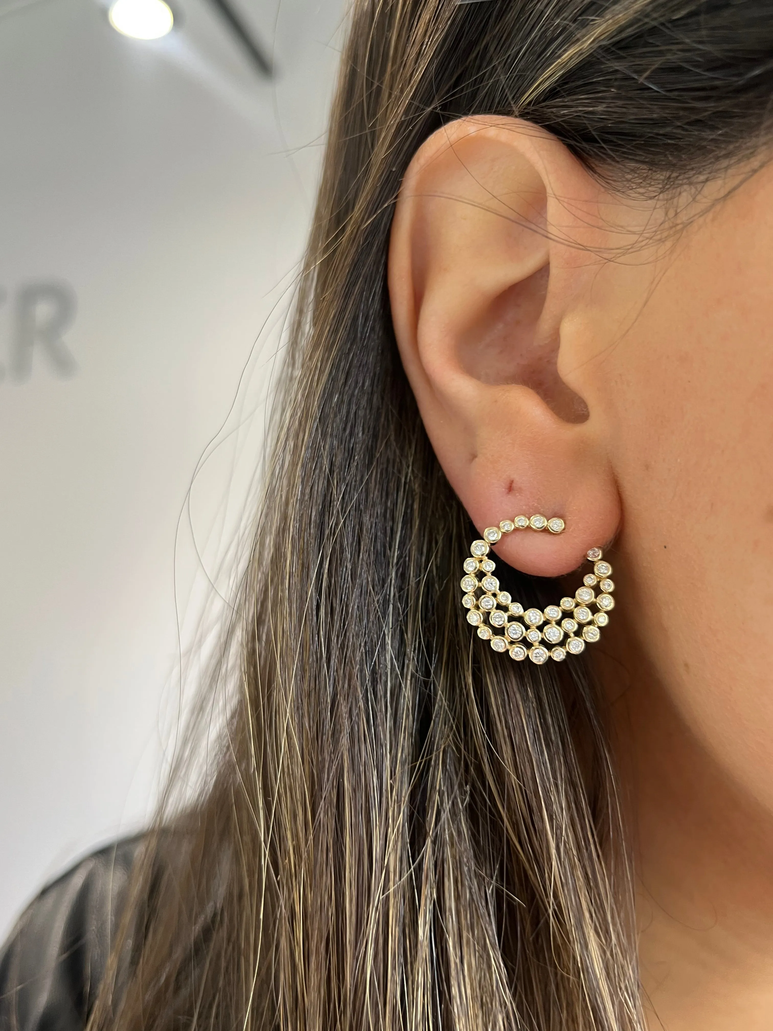 Diamond Bezel Statement Earrings