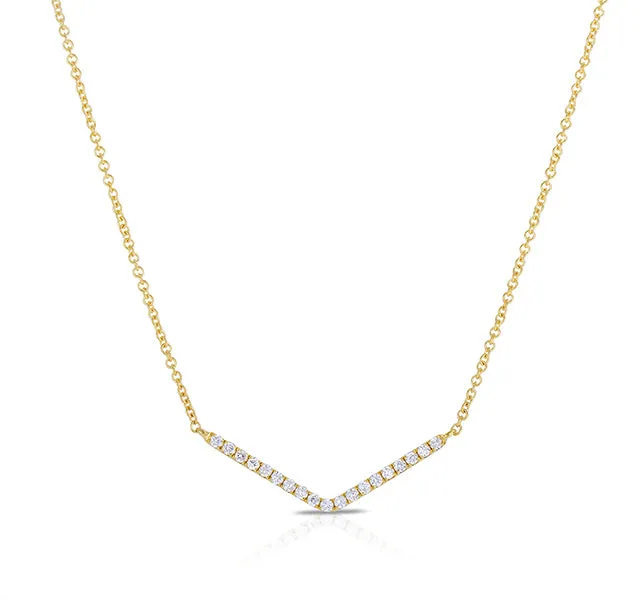 Diamond Chevron Necklace in Yellow Gold