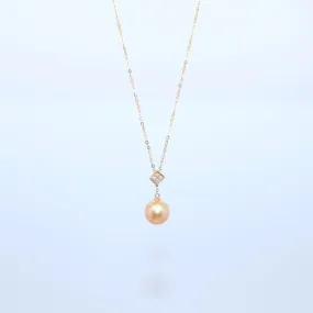 Diamond Pearl Square Pendant Necklace