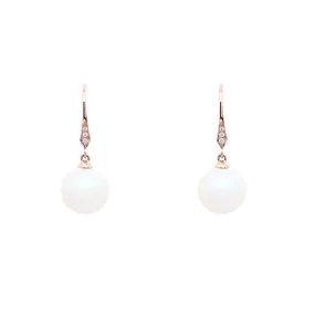 Diamond "necktie" Pearls Earrings