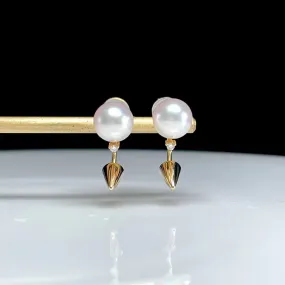 Diamond "pointy" Akoya Pearl Earring