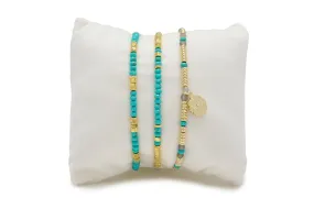 Drift 3 Layer Turquoise Gold Bracelet Stack