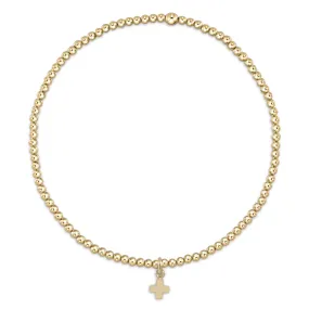 egirl Classic Gold 2mm Bead Bracelet - Signature Cross Small Gold Charm