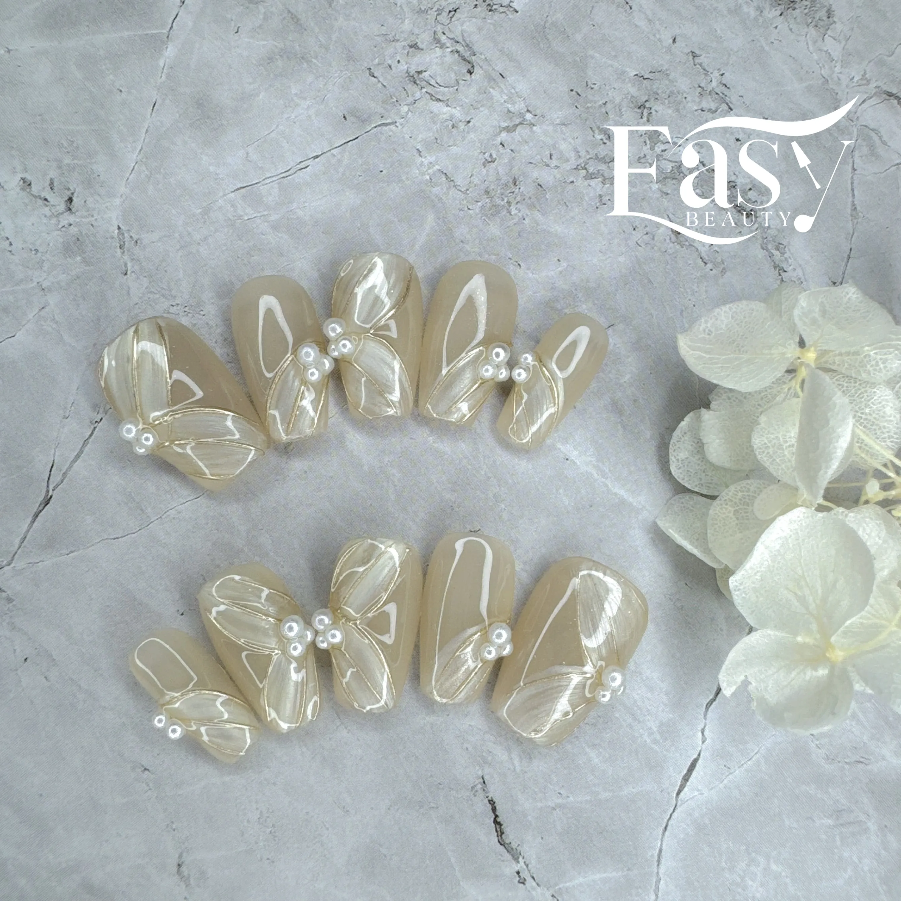 Elegant Fan Pearl Nail Wraps - Classic Series