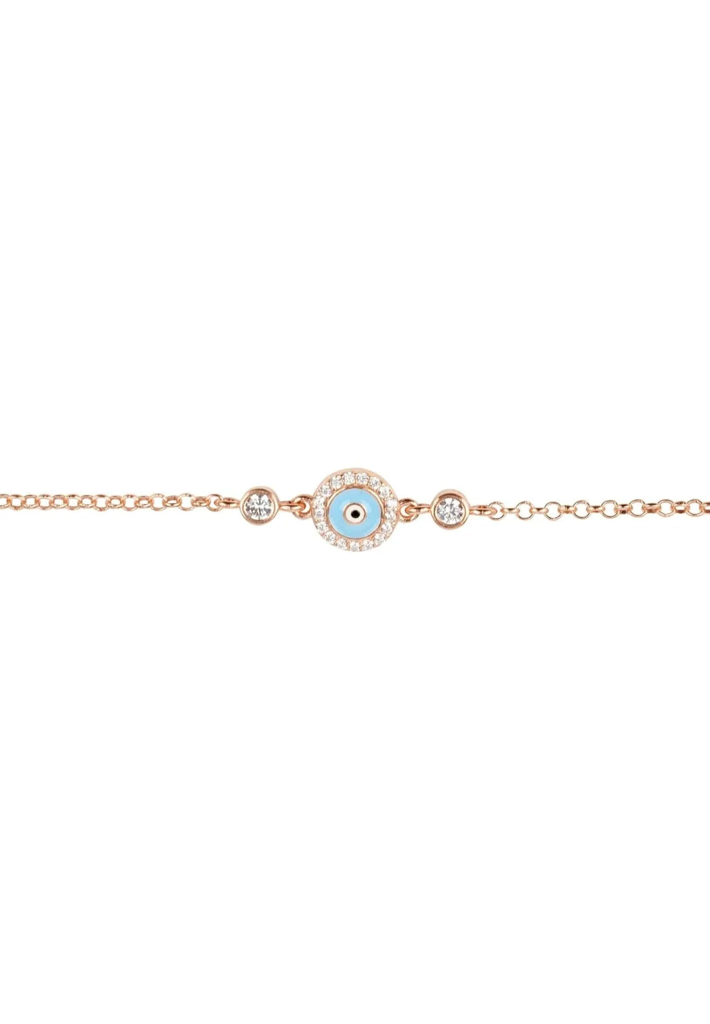 Evil Eye Enamel Light Blue Bracelet Rosegold