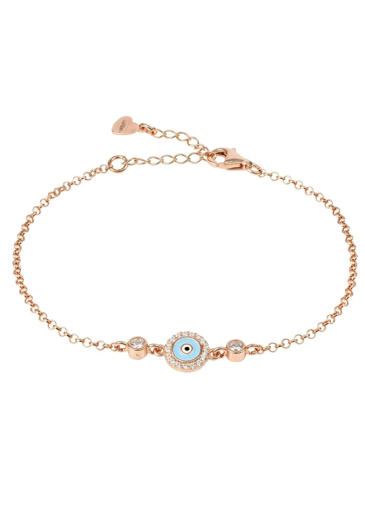 Evil Eye Enamel Light Blue Bracelet Rosegold