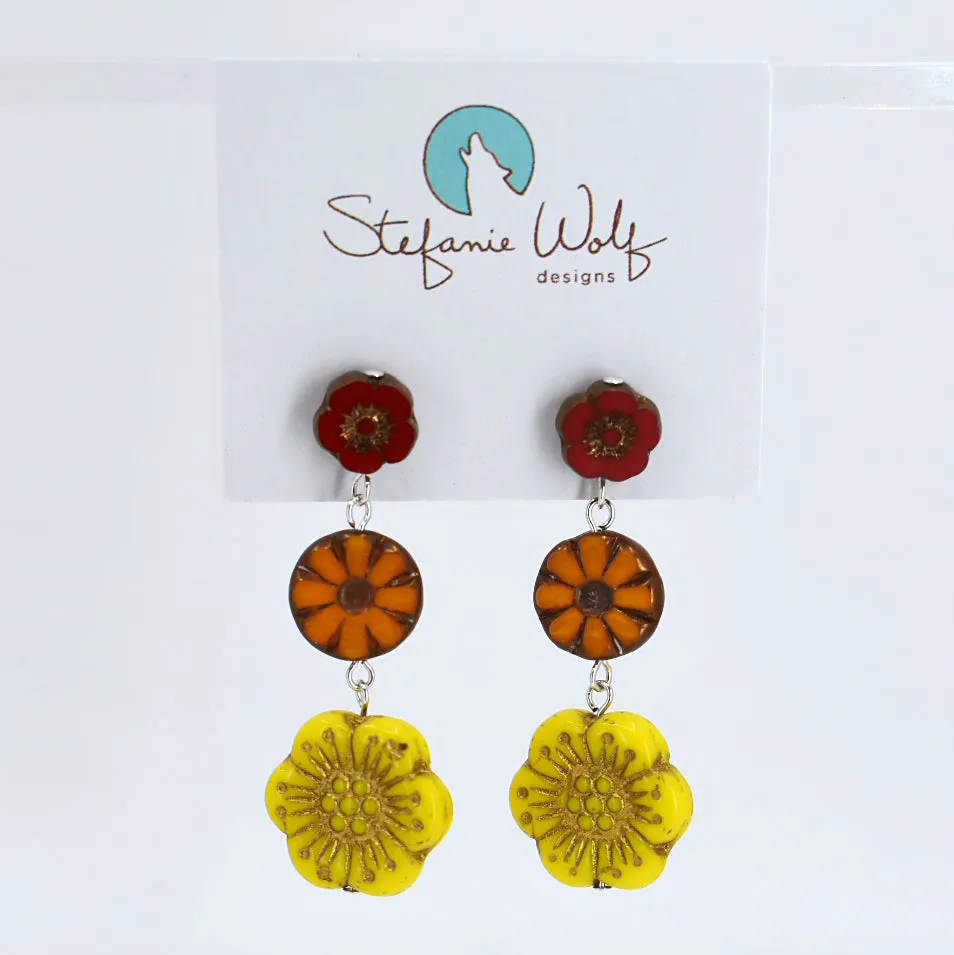 Floral Trio Statement Drop Earrings