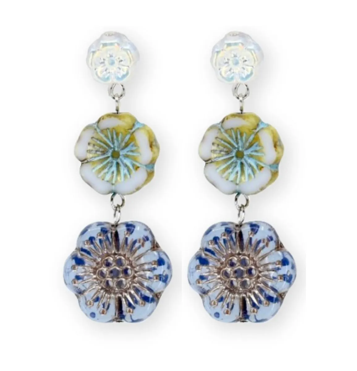 Floral Trio Statement Drop Earrings