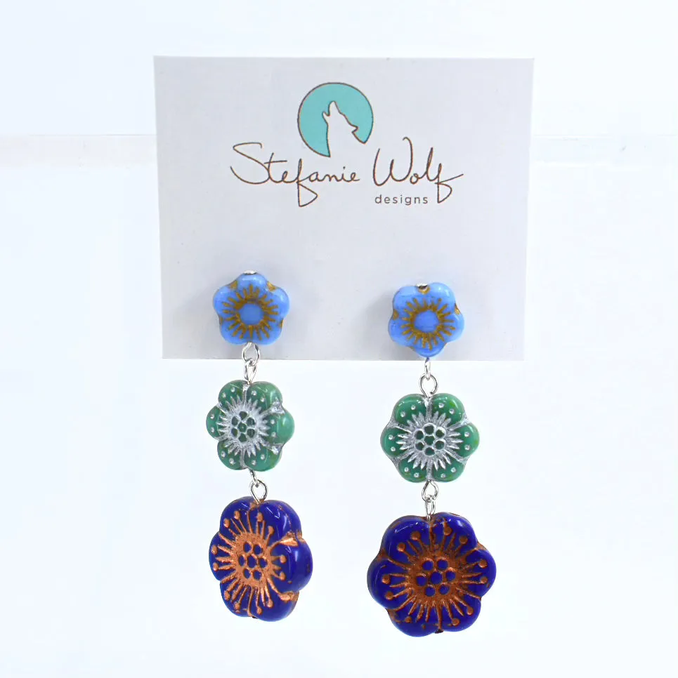 Floral Trio Statement Drop Earrings