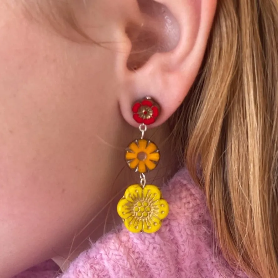 Floral Trio Statement Drop Earrings