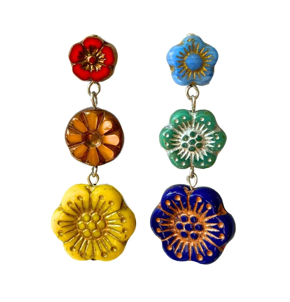 Floral Trio Statement Drop Earrings