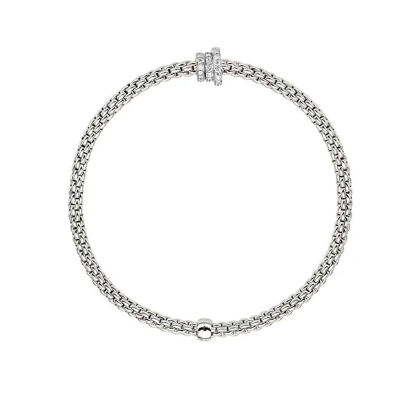 FOPE 'FLEX'IT PRIMA' 18CT WHITE GOLD DIAMOND RONDELLE BRACELET